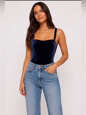 GOOD AMERICAN Velvet Sweetheart Cami/bodysuit. Size Small